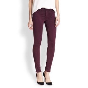J Brand Mid-rise Super Skinny Dark Plum Wash Jeans